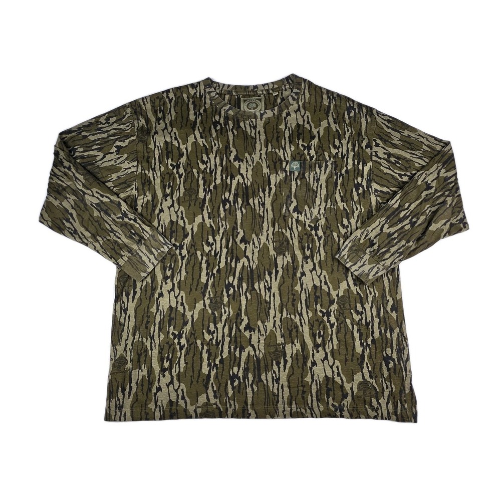 Vintage Mossy Oak Companions Bottomland Pocket Tee Mens 2XL Green Long Sleeve